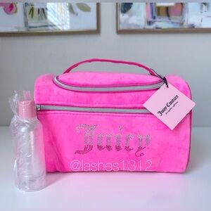 JUICY COUTURE Travel Cosmetic Toiletry Bag - Pink Rhinestones